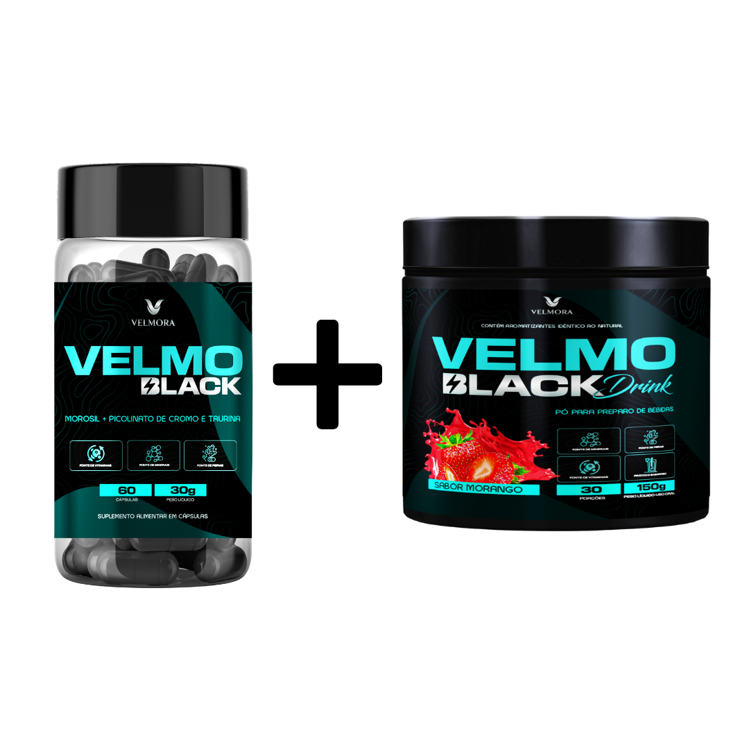 COMBO VELMO BLACK + DRINK (MORANGO)